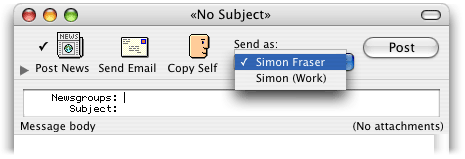 Choosing a personality in the Message window