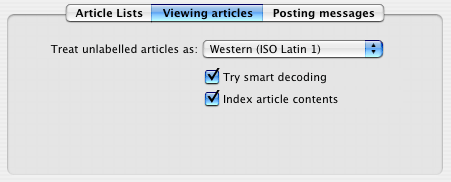 The Viewing Articles Group Settings panel