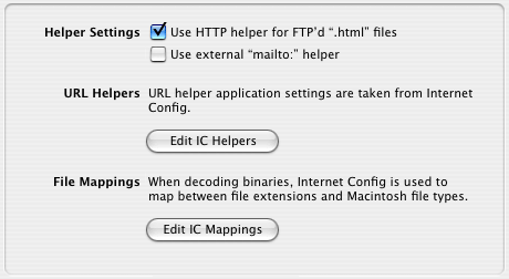 The Helper Applications preferences panel