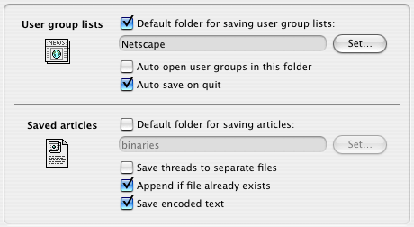 The Saving Files preferences panel
