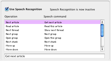 The Speech Recognition preferences panel